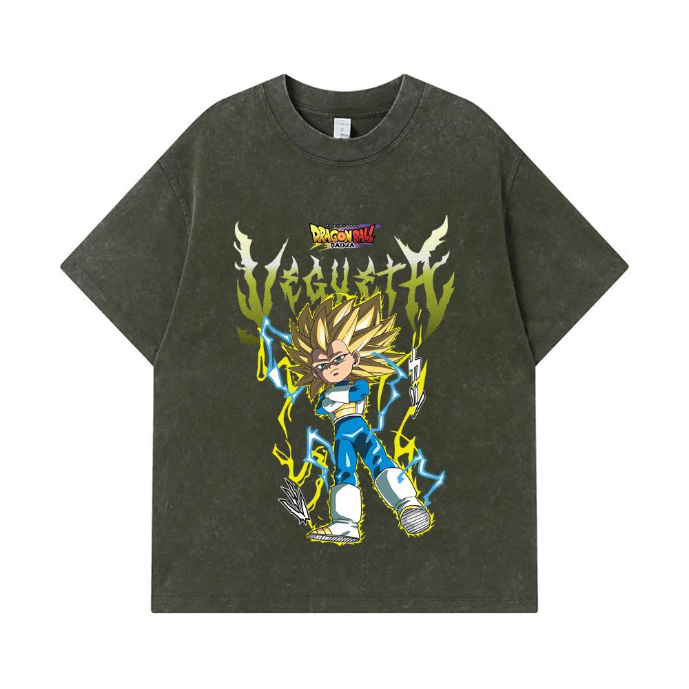 275 GSM Washed T-shirts 100% Cotton Dragon Ball V51 Daima Vegeta Print Unisex Heavy Cotton T Shirt