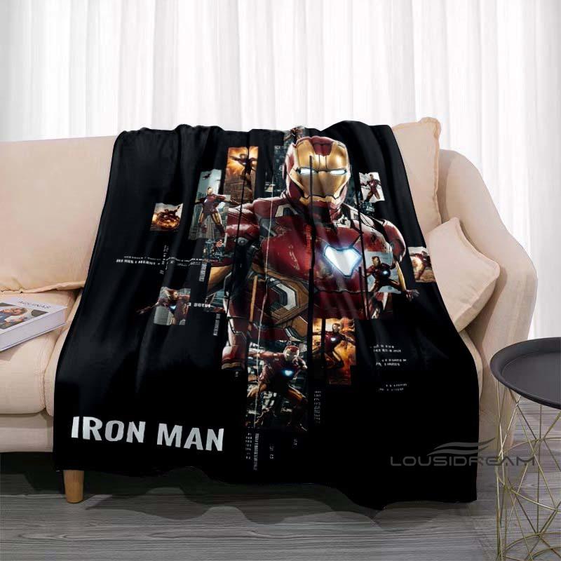 Available in Various Sizes, These Cartoon Iron Man Blankets Are Soft, Fluffy Flannel Blankets Perfect for Use on Sofas, in The