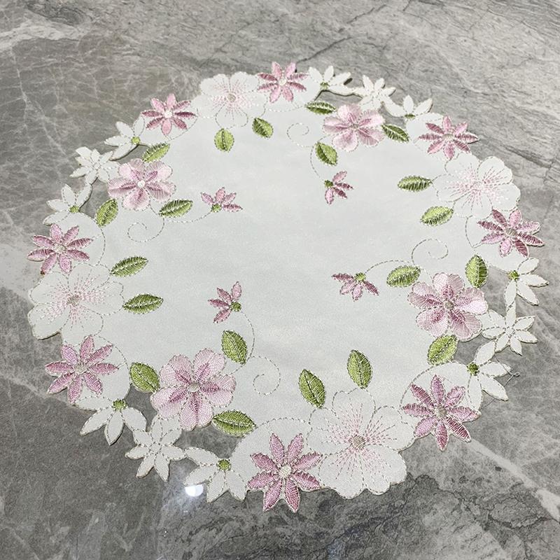 Подставка под тарелку с вышитым цветком розы, подставка под чашку, коврик для стола, кухонный инвентарь