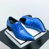 Модные роскошные свадебные платья мужские туфли на высоком каблуке дизайнерские синие лакированные туфли мужские вечерние туфли с острым носком формальные туфли оксфорды Zapatos