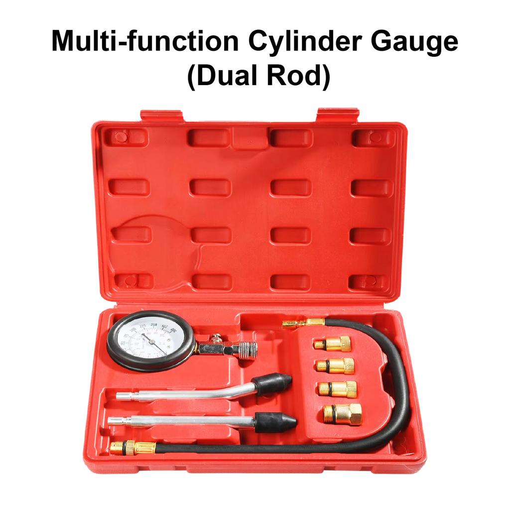 Cylinder Compression Tester 0-300 PSI Kit for Car Motorcycle Engine with M10 M12 Adapters Petrol Pressure Gauge Tool