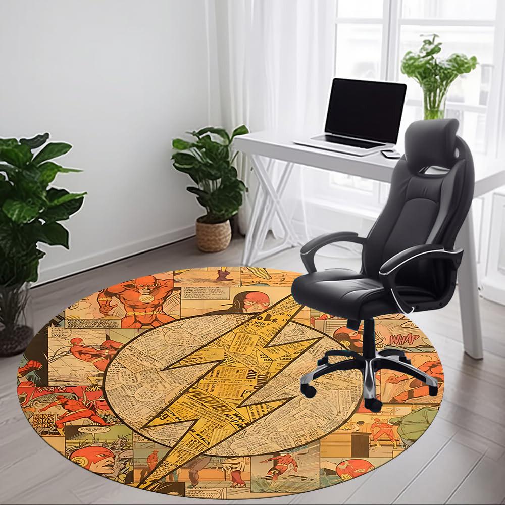 1pc Flash Comics Office Round Area Rug, Under Office Chairs Bedroom Living Room Home Decor, Room Deco, Available in Various Sizes
