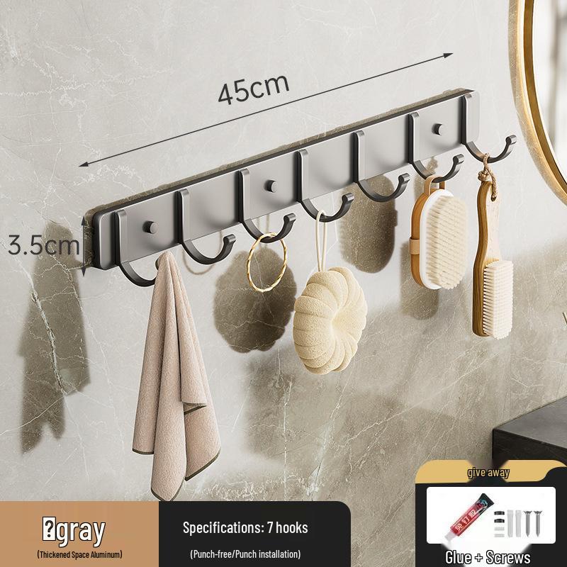 Настенные крючки для одежды из космического алюминия без сверления - Самоклеящиеся рядные крючки для одежды и шляп