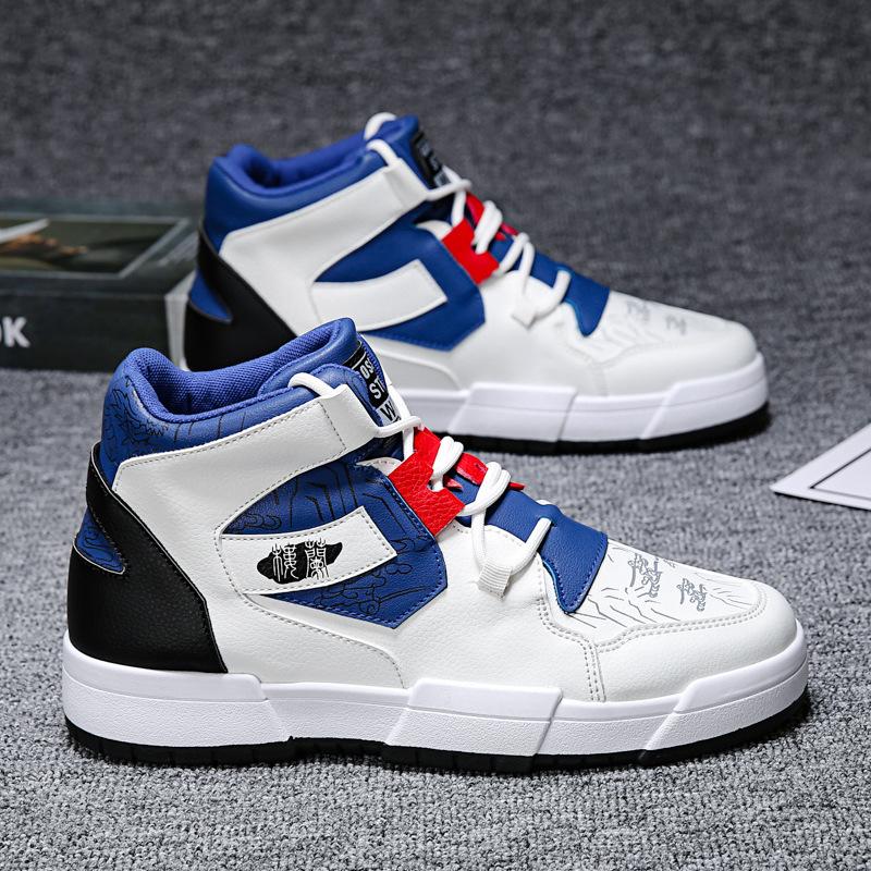 Fashion 2024 New Running Shoes Men Leather Casual Shoes High-top Sneaker Comfortable Sports Outdoor Sneakers White Skateboarding Shoes