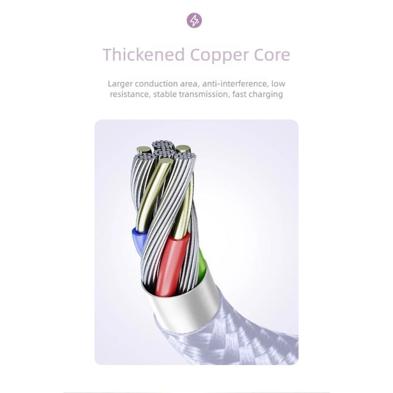 Triple Port USB C Chargers Cable 120cm Nylon Braided Cord Simultaneous Charging for Smartphones Tablets