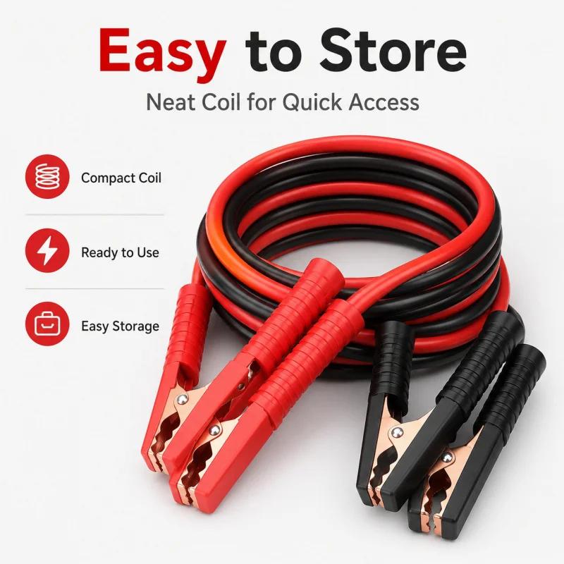 4 Meter Fully Enclosed Car Battery Jumper Wire Pure Copper Thickened Cable Heavy Duty Emergency Start Kit