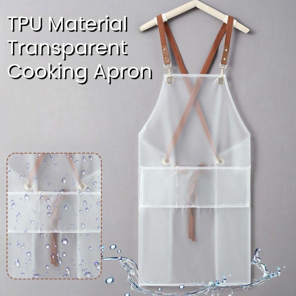 Transparent Cooking Aprons Waterproof Painting Apron Fashionable Household Apron  for Adults