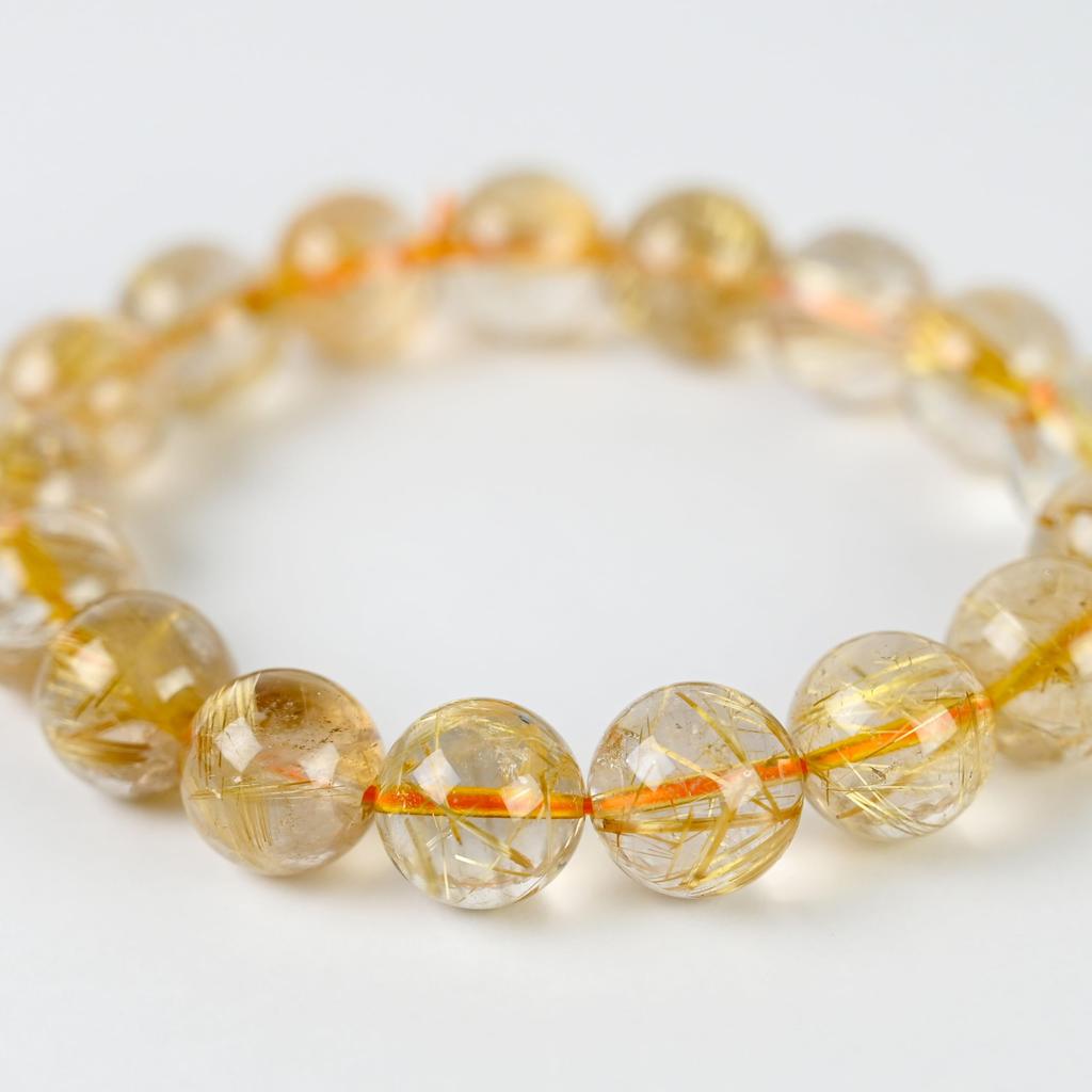 Jewelry Town Shosenkyo Rutilated Quartz 17cm Inner Power Stone for Good and Work [Eigado] Bracelet, 12.5mm Beads, Diameter, Fortune, Money,