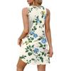 Ladies' Fashionable Floral Patchwork Printed V-neck Button-down Pocket Vest Dress, Beach Vacation Summer Dress