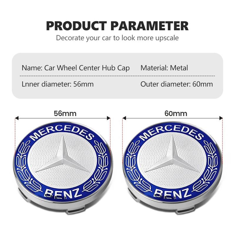 For Benz 4PCS Car Wheel Center Hub Cap Sticker Accessories AMG CLA CLS C180 C200 W204 W205 Exclusive A C E R V Class XYZAB1