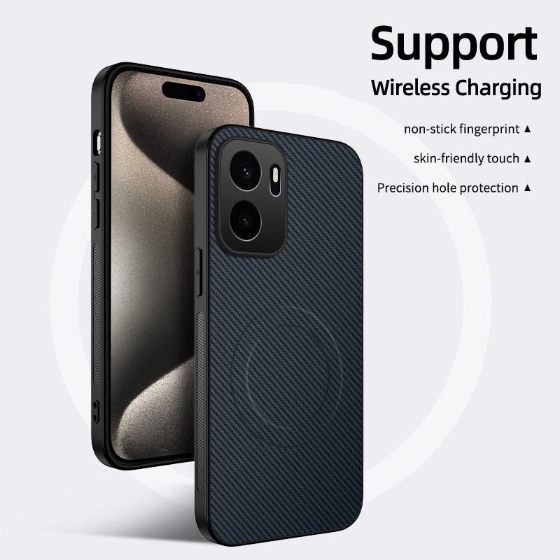 OnePlus Ace 6 Supreme Edition Carbon Fiber Leather Magsafe Case with Full Lens Coverage