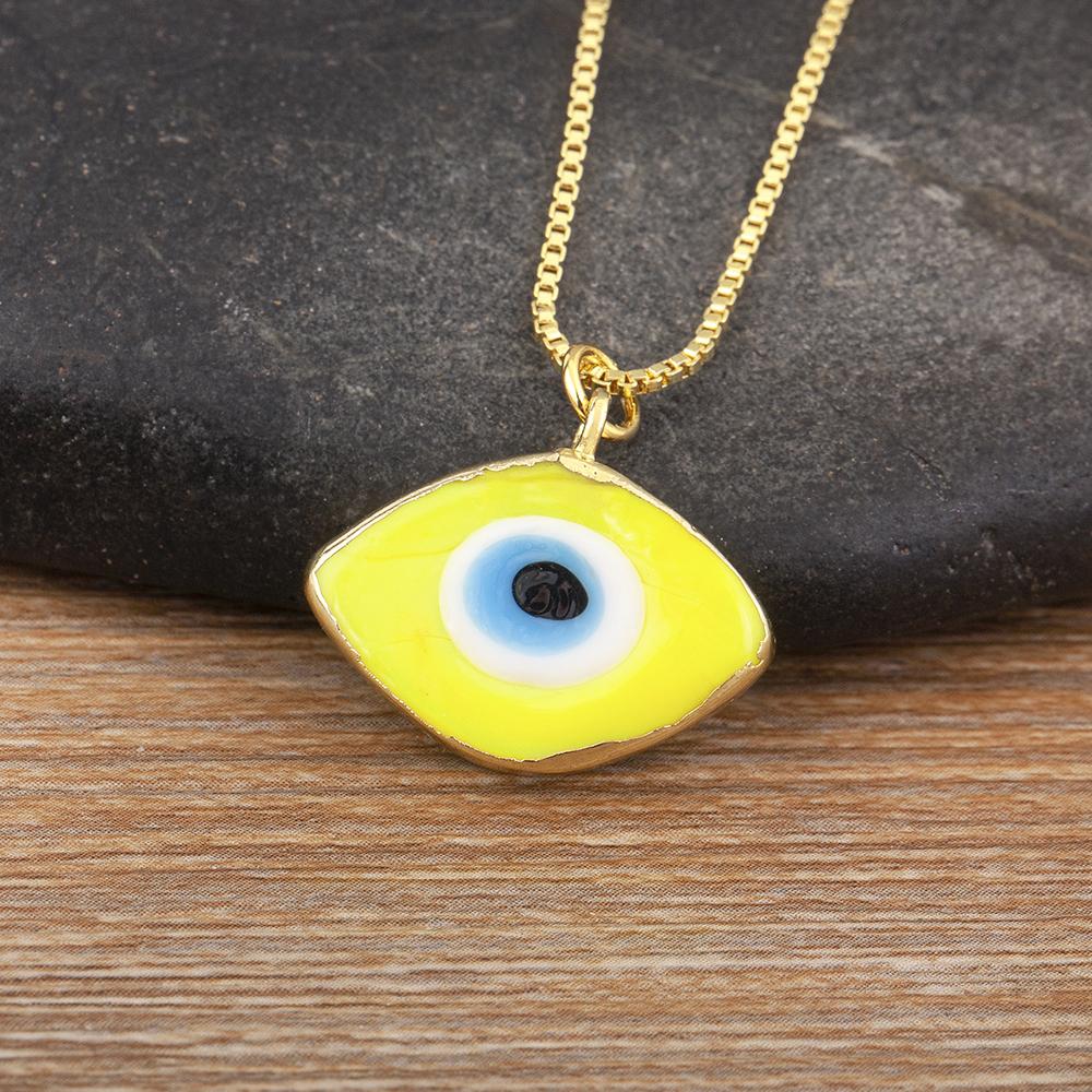 Nidin Trendy Turkish Evil Eye Pendant Necklace For Women Clavicle Chain Zirconia Amulet Protection Jewelry Charm Daily Wear Gift