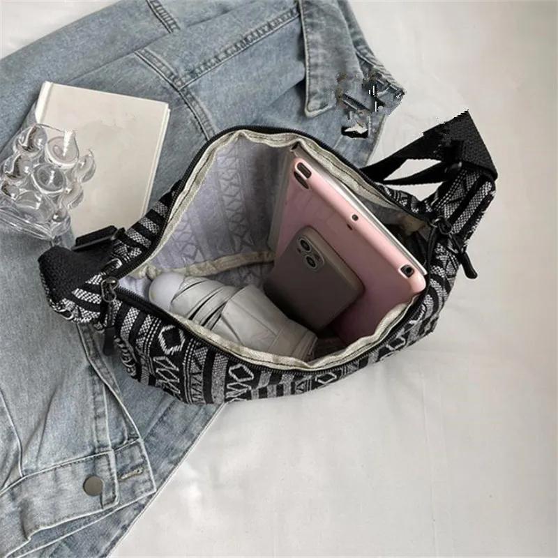 Сумка через плечо в племенном стиле, складная, кроссбоди, на молнии, в полоску, сумка-хобо кроссбоди для женщин, повседневная сумочка CLE