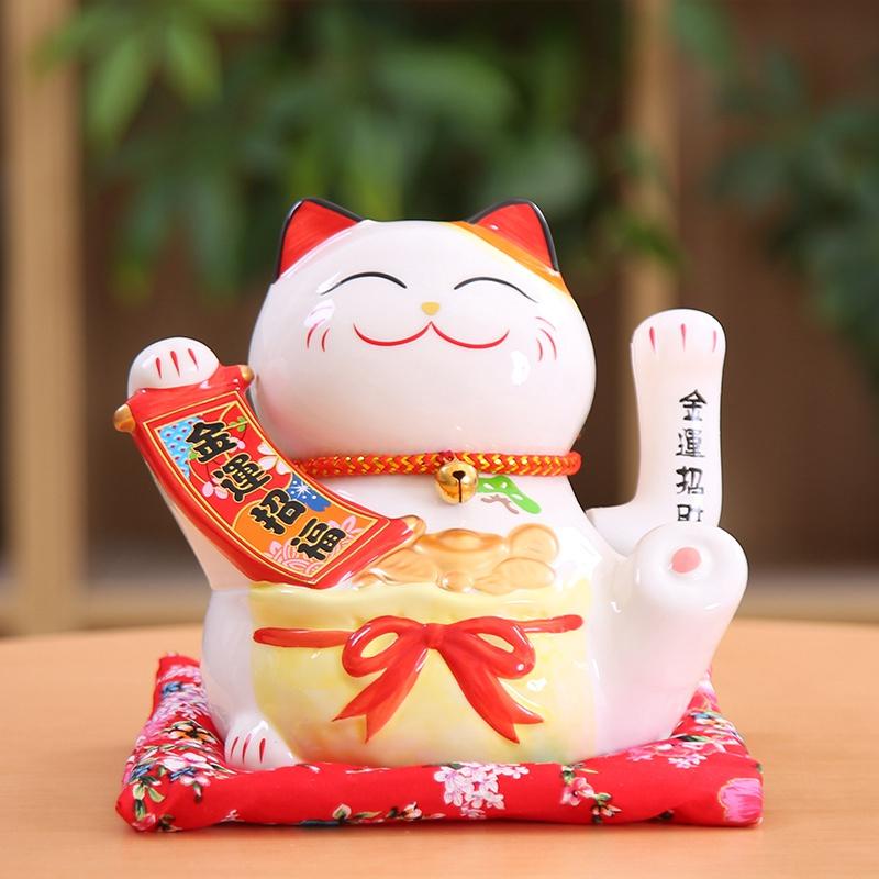 6-дюймовый керамический манящий кот, машущий рукой, удачливый кот, электрический Манеки-неко, лучший подарок, украшение для дома, удачливый кот