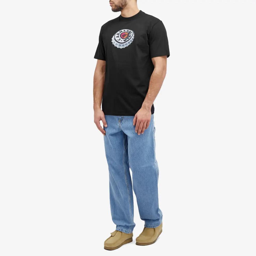Carhartt WIP Мужская футболка с коротким рукавом и круглым вырезом, с американским принтом, черная I033179-89-XX