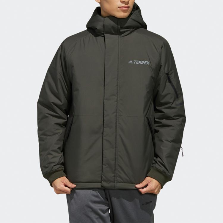 Adidas Xplr Insulated Waterproof Jacket with Hood Men Outerwear Dark-Earth-Brown FJ9253
