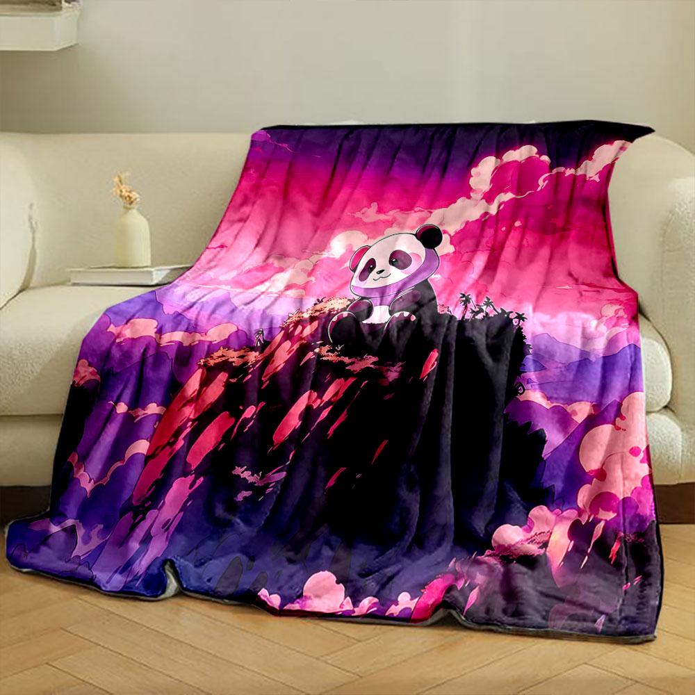 Panda on Mountain at Sunset print blanket soft and cozy perfect for the living room bed sofa or a nap,gift