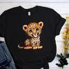 Cute Baby Leopard T Shirt Funny Cub Animal Lover Kids PrinT Wildlife Top Vintage Washed Comfortable Streetwear Designer Clothes