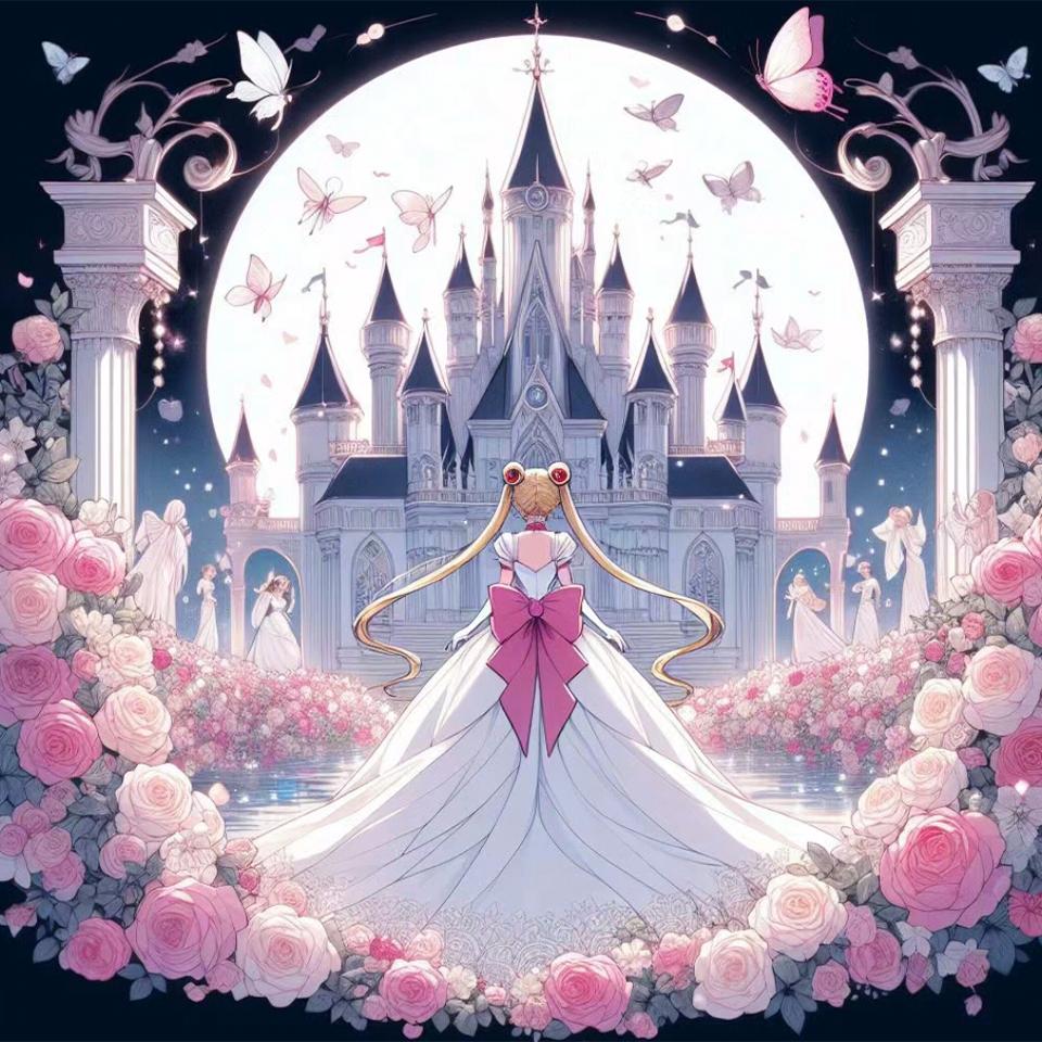 Japanese Anime 5D Diamond Painting Set Cartoon Girl Castle Diamond Embroidery Handmade DIY Mosaic Home Decoration