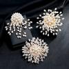 Luxury Design Rhinestone Brooch Rhinestone Decor Snowflake Brooch Pearl Brooches  Female Jewelry