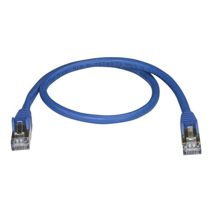 Câble Réseau Cat6a STP Blindé Sans Crochet - STARTECH - 50 Cm Bleu - Compatible PoE