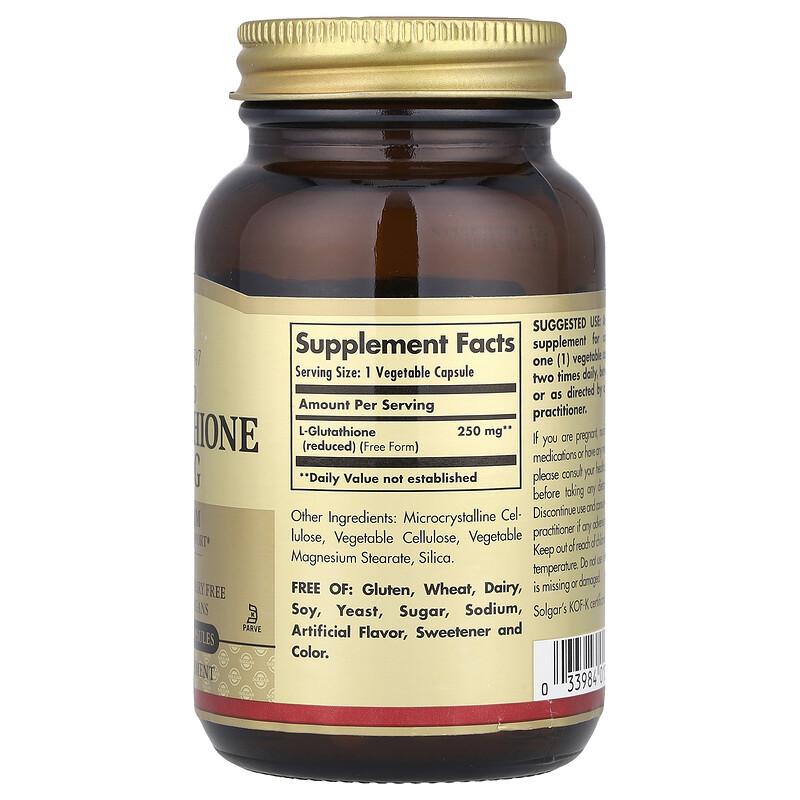Reduced L-Glutathione, 250 mg, 60 Vegetable Capsules