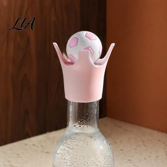 Sparkling Water Bottle Plugs Football-shaped Wine Stoppers, Silicone Champagne Savers, Leak-proof Sealer Stoppers for Beer Soda, Reusable