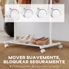 Clothes Rack with Wheels, 5 Hooks, Hanging Bar and Lower Shelf, 68x43x171cm, White