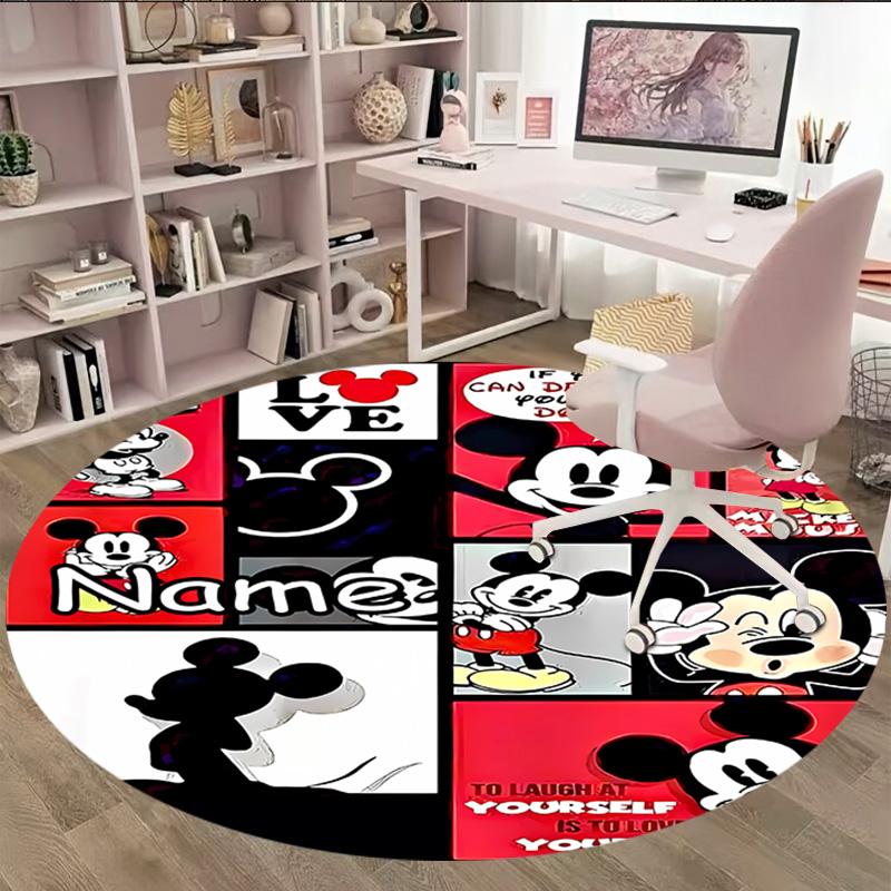 Customizable M-Mickey (2) Round Non-Slip Carpet - Ideal for Garden, Picnic, Office, Perfect for Decoration, Suitable For All Seasons
