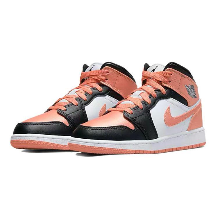 Air Jordan 1 Mid GS White Light Madder Root Kids Sneakers Black DM9077-108