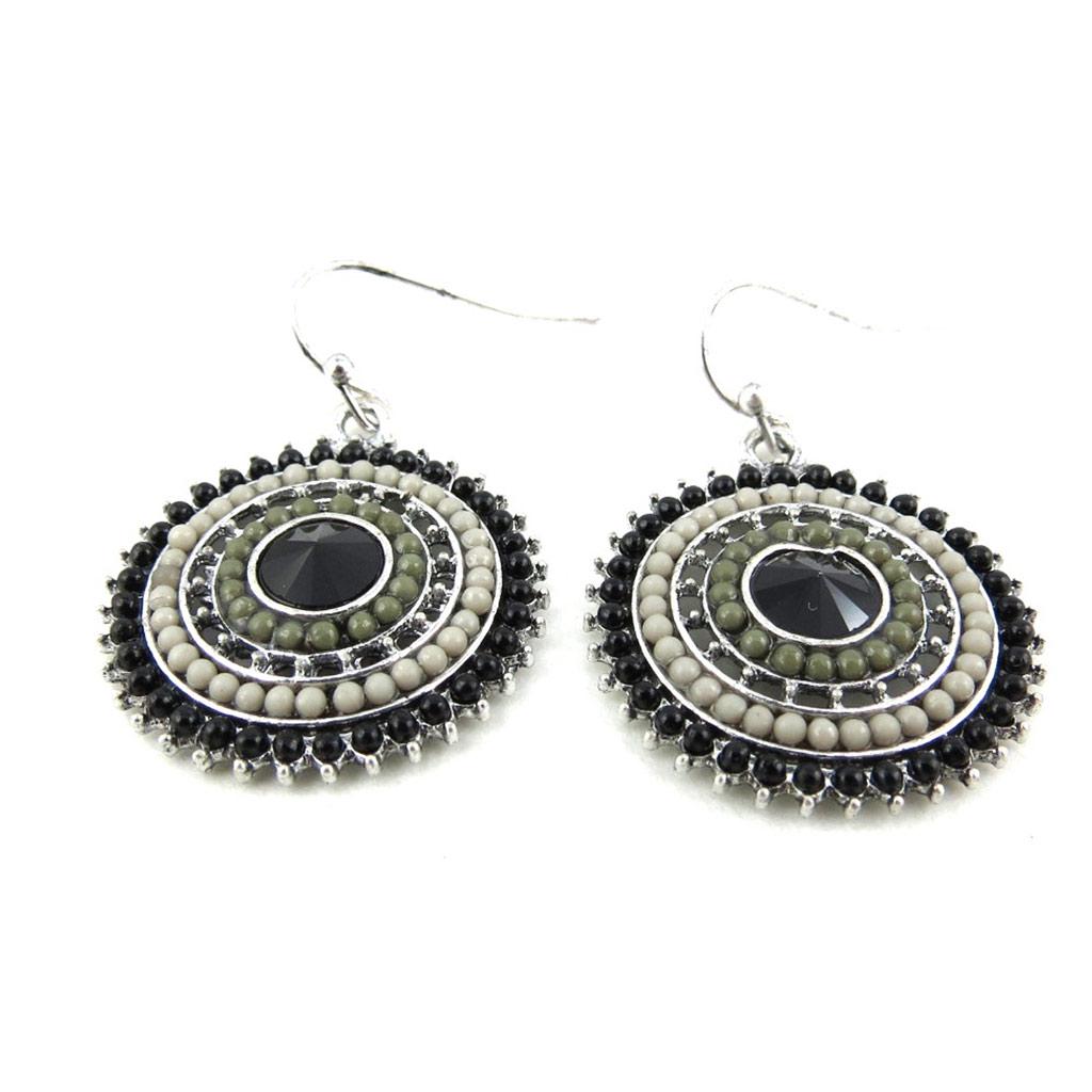 Les Trésors De Lily [N0755] - дизайнерские серьги «Алтай» черно-серые.