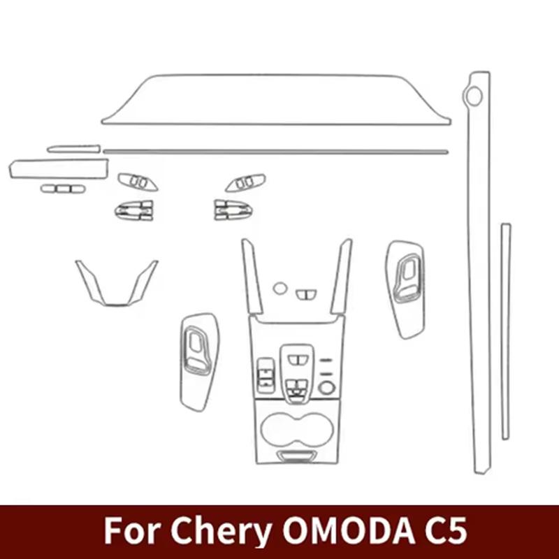 Для Chery OMODA A5/C5 -2024 Антицарапающая пленка для интерьера автомобиля Панель приборов пиано-пластик Центральная консоль рычага переключения передач Прозрачная пленка из ТПУ