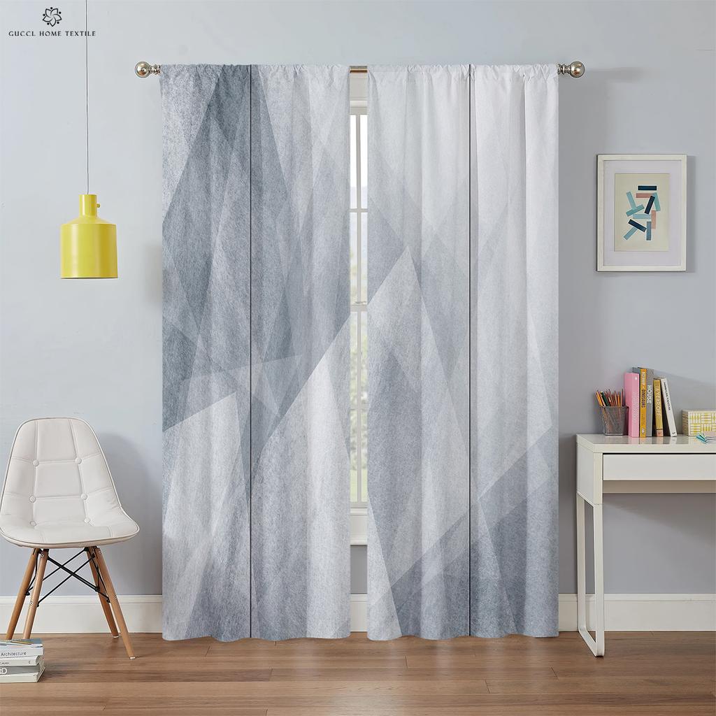 Современные простые геометрические 3D-печатные шторы, оконные занавески, карманы для штанг, спальня, гостиная, кухня, предметы интерьера, 2 шт.