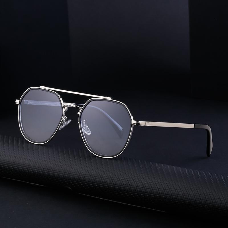 Солнцезащитные очки Retro Metal Double Beam, мужские многоугольные очки для вождения, мужские очки