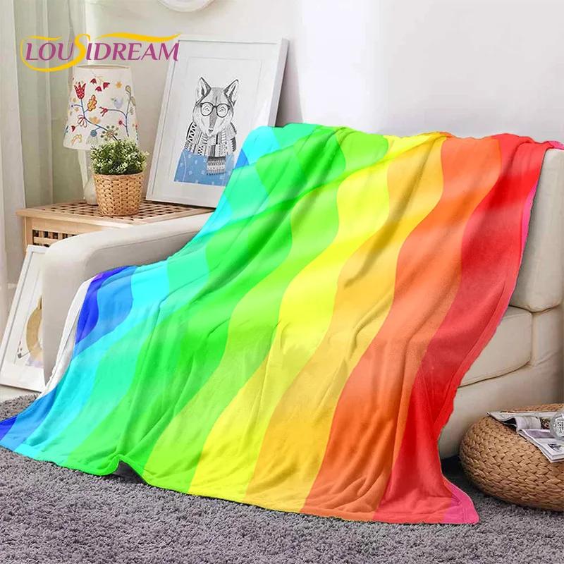 Rainbow Colour Illusion Cartoon Soft Flannel Blankets,Throw Blanket Comfortable Blanket for Picnic Beds Sofa Home Bedroom Gifts