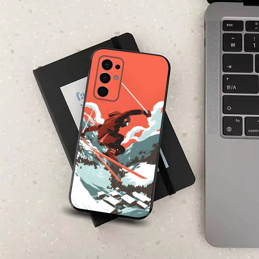 Sport Snowboarding Art For Samsung Galaxy A73,31,32,72,41,53,52,71,22,5G,Note,J7,8,9 Soft Black Silicone Phone Case
