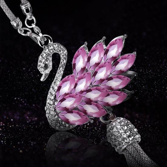 Блестящий лебедь, подвеска для автомобиля, искусственный кристалл, стразы, лебедь, шарм для зеркала заднего вида автомобиля, двусторонняя подвеска для женщин и девушек