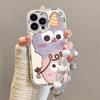 Cute Briquette Suitable for Apple 16promax Mobile Phone Case Painted with Bracelet 15pro Cartoon Cream Mirror 14p