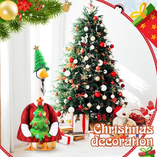 Рождественский наряд для гуся на крыльцо, платье для газонного гуся со шляпой в виде рождественской елки, праздничный костюм гуся