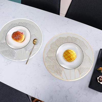 Круглый термостойкий коврик для столовых приборов с дизайном листьев гинкго, золотой, серебряный защитный коврик для стола, противоожоговой изолированный коврик для тарелок для домашней столовой, свадебной кухни