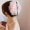 Fashion Sweet Rose Flower Hair Claw Elegant Large Size Beaded Tassel Jaw Clips Shark Clip Volumizing Hair Accessories Daily