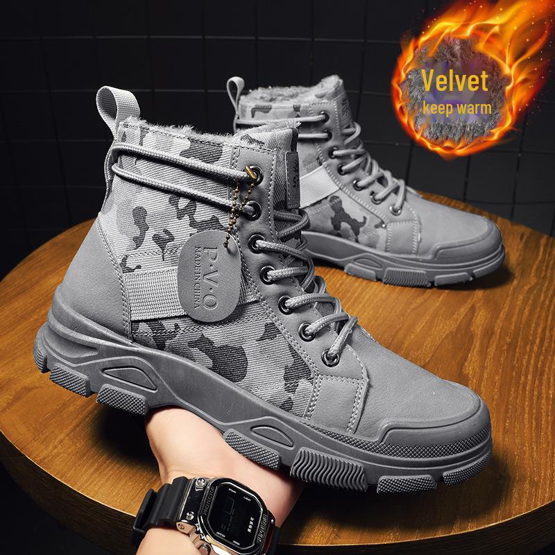 Новые популярные мужские зимние хлопковые ботинки, модные камуфляжные ботинки Martin. Теплая и повседневная модель, идеально подходящая для использования в пустыне или в военных целях.