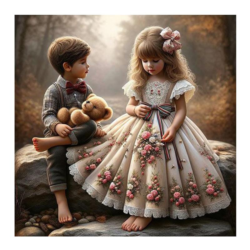 Сладкая парочка 5d DIY полная алмазная картина милая девочка и мальчик собака медведь новая алмазная мозаика вышивка для подарка на день рождения декор комнаты