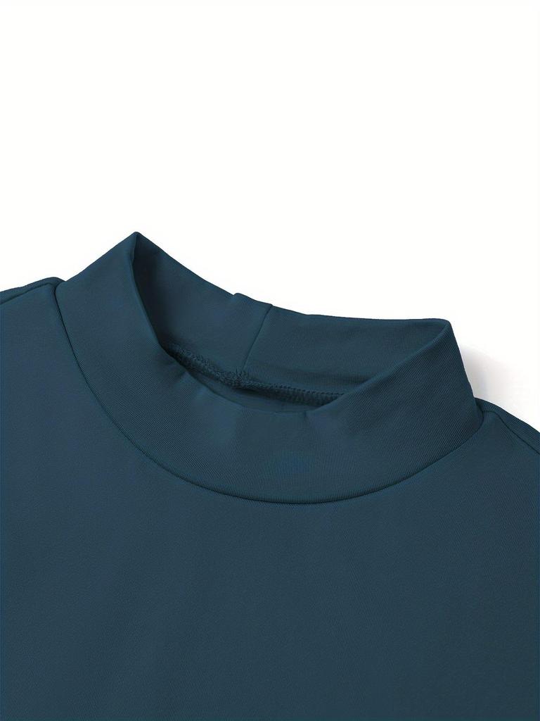 Женский базовый слой с флисовой подкладкой и круглым вырезом, облегающего кроя - Однотонный, с длинным рукавом, уютное осенне-зимнее нижнее белье