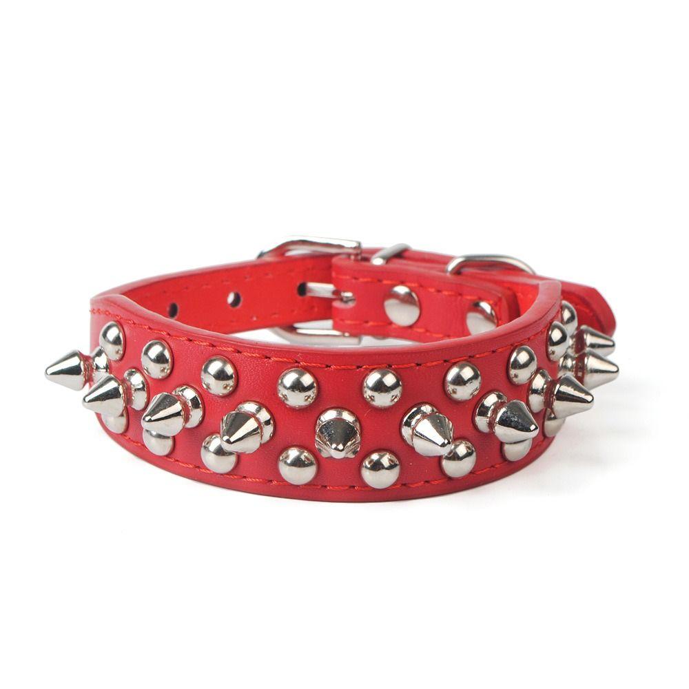 2023 Colorful Anti-bite with Rivet PU Leather Durable Dog Collar Cat Choker Pet Necklace Dog Chains