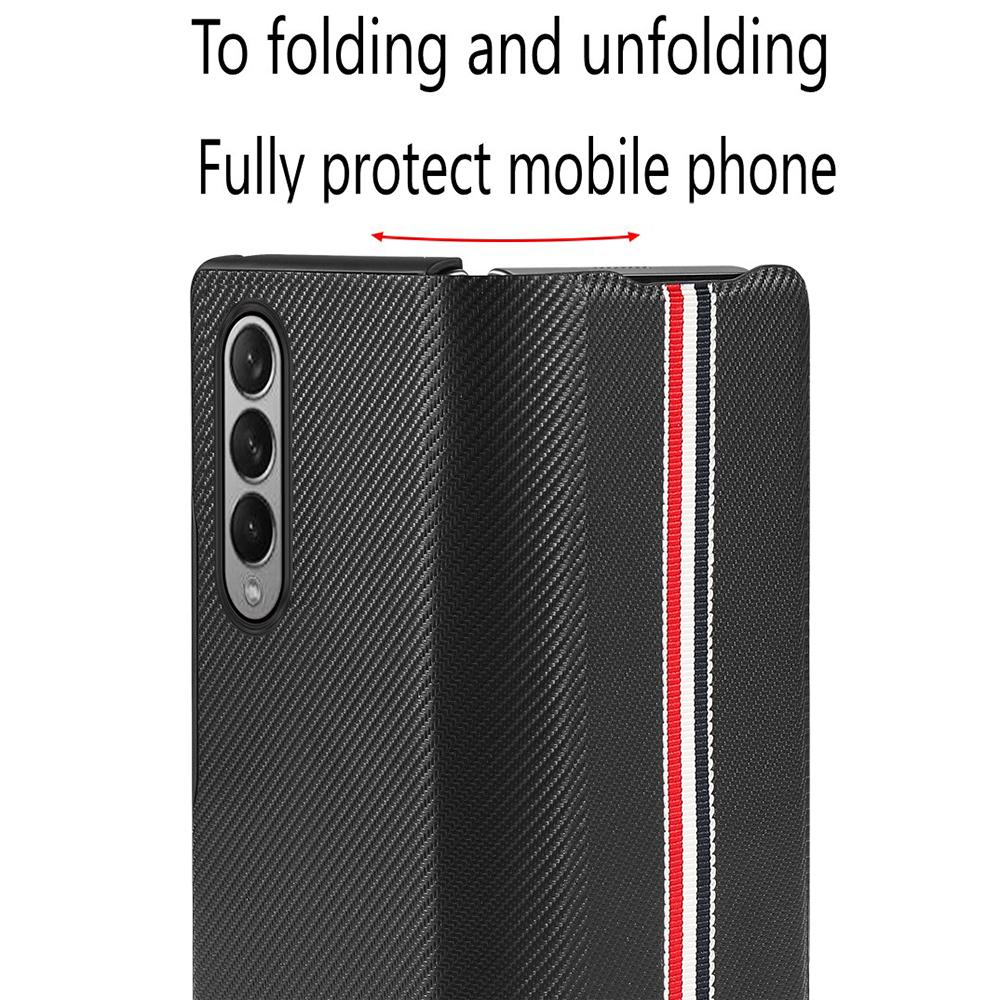 Складной чехол из искусственной кожи для Samsung Galaxy Z Fold 3 4 2 5g, флип-чехол из углеродного волокна с узором для Galaxy Z Fold 3 4, задняя крышка для телефона