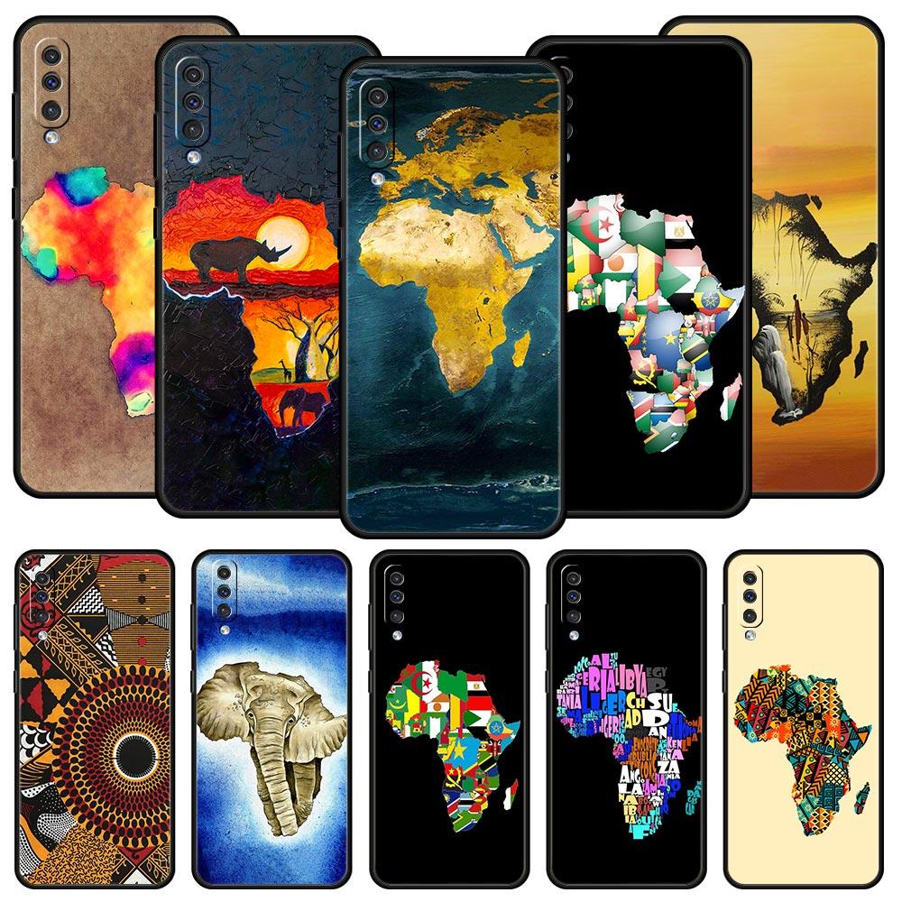 Чехол для телефона Samsung Galaxy A16 A14 A12 A54 A52 A50 A22 A20e A06 A04s A32 A72 A70 A30 A34 Покрытие Карта Африки География Расписной