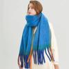 New Fashion Stripes Mohair Thick Scarf Men Women Winter Solid Tassel Scarf Students Warm Extended Long Scarves Shawl Neckerchief