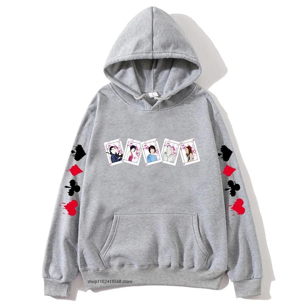 Толстовки Алиса в Пограничье для мужчин женщин Персонажи Карты Осень Зима Флис Уличная одежда