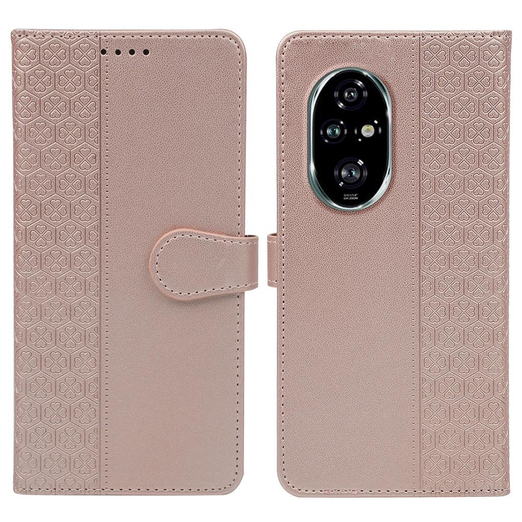 For Honor 200 Pro 5G Case Magnetic Clasp Four Leaf Clover Leather Phone Cover